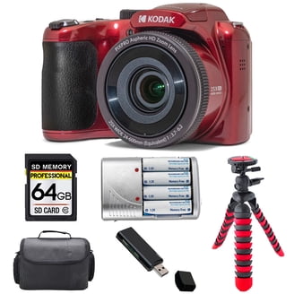 Kodak PIXPRO FZ55 Point & Shoot Digital Camera (Red) with SD Card