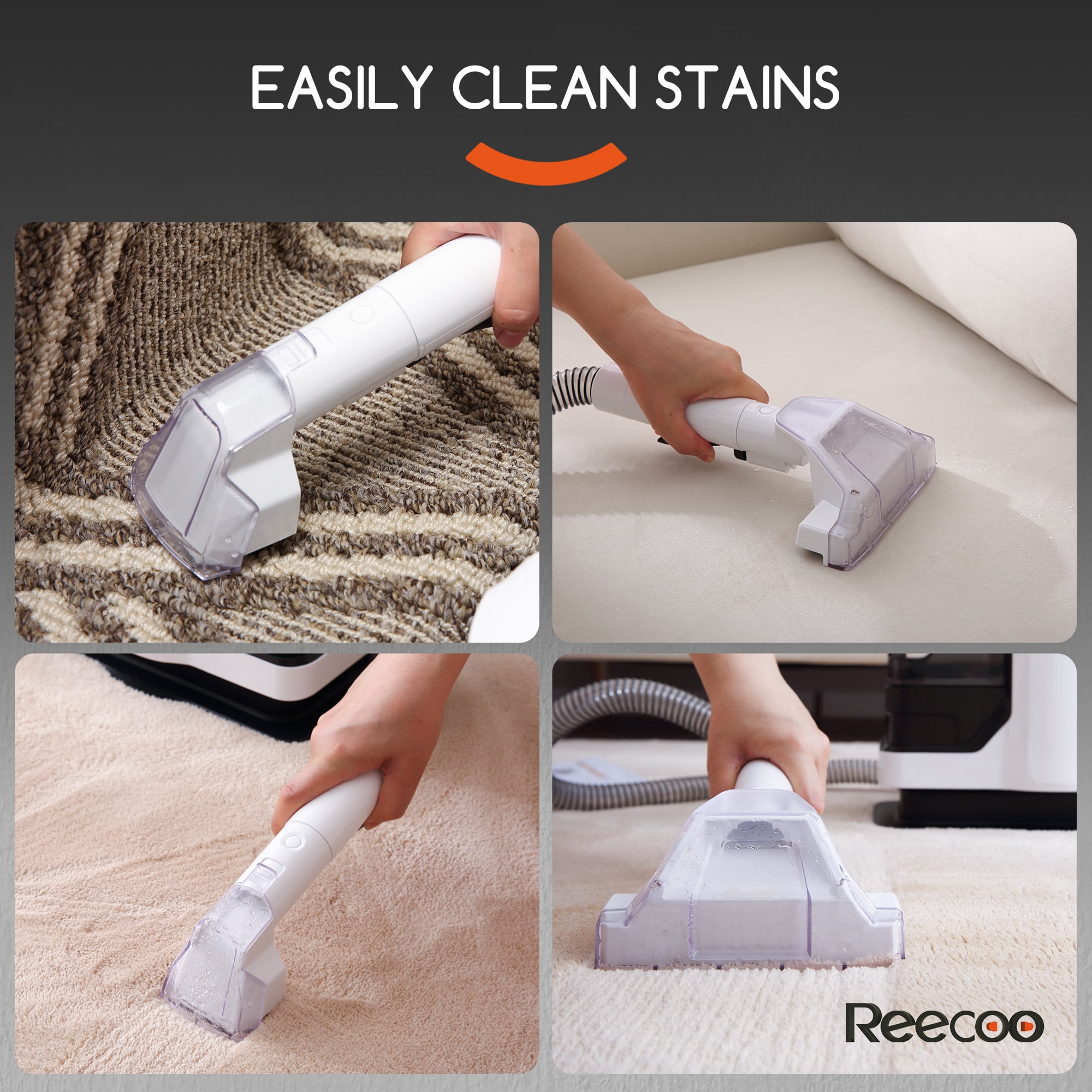Reecoo Spray Machine, Portable Deep Vacuum Cleaner for Remove Carpet, Sofa and Curtains Pet Spot, W1, Black