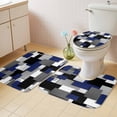thumbnail image 3 of Modern Abstract Art Bathroom Rugs Set Navy Gray Black Rectangular Geometric Non Slip Absorbent Soft Bath Mats 3 Piece Set with Bathroom Rug, U-Shaped Floor Mat, Toilet Seat Cover Small Size, 3 of 9