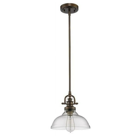 9.5 x 9.75 x 9.75 in. Virginia 1-Light Oil-Rubbed Bronze Pendant with Clear Glass Shade