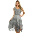 thumbnail image 5 of Sakkas Sundara Stonewashed Rayon Embroidered Mid Length Dress - Grey - L/XL, 5 of 6