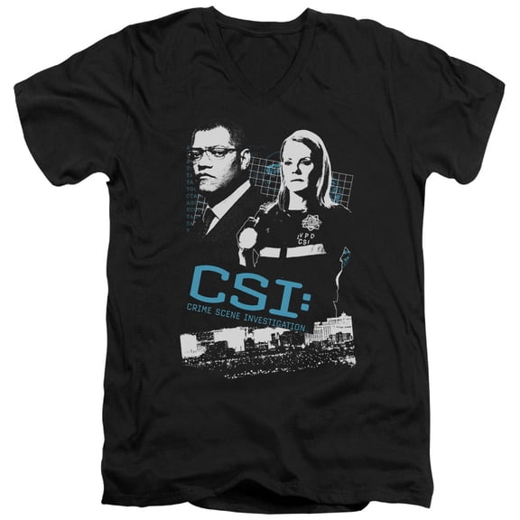 Csi Investigate This Adult V-Neck T-Shirt Black