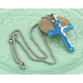 thumbnail image 6 of HZMAN Men's Stainless Steel Jesus Christ Crucifix Cross Lord's Prayer Pendant Necklace (Blue) …, 6 of 8