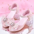 thumbnail image 4 of Quealent Girls Dress Shoes Princess Crystal High Heels Closed Toe Party Wedding Flower Girls Shoes Toddler Little Big Kid Pink for Size 11.5, 4 of 8