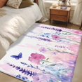 thumbnail image 5 of Spring Flower Area&nbsp;Rug 4x6ft Idyllic Purple Lavender Butterfly Non-Slip&nbsp;Washable Square&nbsp;Rugs Soft Felt Indoor Floor Mat for Bedroom Kitchen Living Room Bathroom, 5 of 9