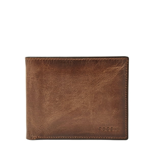 Cartera Fossil Derrick de piel con bloqueo de RFID, color marrón, para hombre