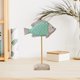 thumbnail image 5 of Escultura de pez de madera sobre soporte, decoración náutica, adorno para el hogar, animal marino de pie Verde claro, 5 of 7