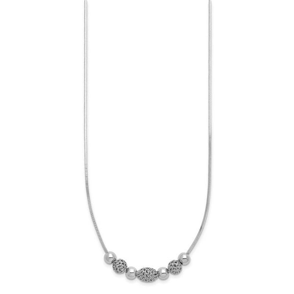 Diamond2Deal 925 Sterling Silver Rhodium-plated Polished Filigree Bead Necklace for Women 18"