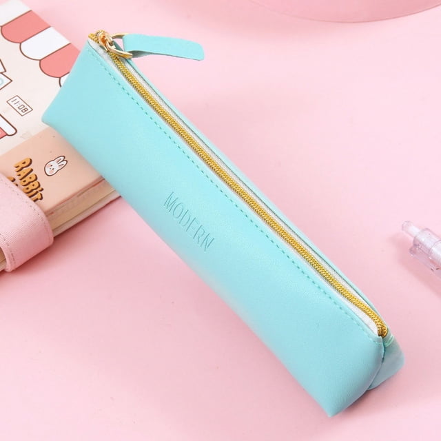 Estuche de cuero sintético de gran capacidad para lápices para estudiantes de primaria y secundaria, almacenamiento de papelería, creativo y multifuncional