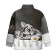 thumbnail image 5 of Chririnla 3D Cat Daisy Girls Quarter Zip Up Sweatshirt Half Zipper Pullover Sweatshirt Lightweight Comfy Casual Fall Winter Athletic Top Sportswear Size 13-14, 5 of 7