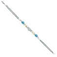 thumbnail image 3 of Gem Stone King 925 Silver and 10K Yellow Gold White Moissanite and Swiss Blue Topaz and White Lab Grown Diamond Bracelet for Women (2.49 Cttw, Gemstone, Cushion 6MM, 6.5 inches, Made in Italy), 3 of 4