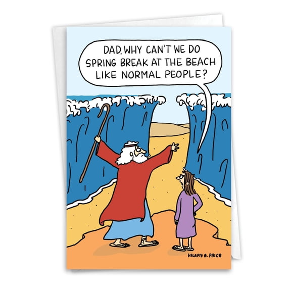 NobleWorks Funny Passover Greeting Card with 5 x 7 Inch Envelope (1 Card) Jewish Holiday Cards Moses Spring Break