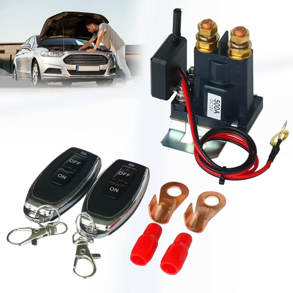 Wireless Remote Control Battery Relay Switch 12V/24V 250A, Car Batteries Disconnect Kill Switch with Remote Start, Anti-Theft Isolator, Prevent Battery Drain, Easy Install, Cars, Trucks & RVs
