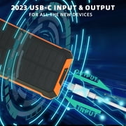Solar Power Bank 46800mAh, Portable Wireless Charger, 18W Fast Charging External Battery Pack with 4 Cables for Cell Phones, Solar Panel Charging with Dual Flashlight for Camping