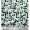 thumbnail image 1 of Soimoi Green Polyester Crepe Fabric Insect,Lavender & Vintage Bottle Print Sewing Fabric BTY 42 Inch Wide, 1 of 3