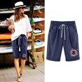thumbnail image 4 of Mujeres Pantalones Cortos Casual Estampado Elástico de la Cintura Medio Pantalones Cortos, Casual con Bolsillos para el Uso Diario, 4 of 6