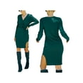 thumbnail image 5 of ZAXARRA Robe Femme Couleur Unie Col en V, Manches Longues Ajustée une-Pièce avec Design Noué, S/m/l/TG, 5 of 5