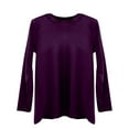 thumbnail image 4 of YEJIMAN Purple White Button Down Shirt Women, Velvet Tops for Women Long Sleeve Round Neck Shirt Blouse Pullove Solid Casual Tee Shirt Trendy Velvet Tops, 4 of 4