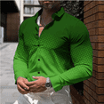 thumbnail image 1 of Camisa estampada de lunares para hombre, informal, cómoda, con solapa, larga, para primavera, verano, moda social, top de lujo, 1 of 6