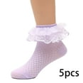 thumbnail image 2 of FJUCHAI Toddler Girls Dance Mesh Socks 5 Pairs Kids Thin Lace Bow Socks Dress Princess Socks, 2 of 6
