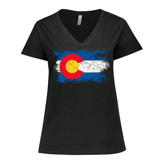 Inktastic Colorado Flag Distressed Look Women's Plus Size V-Neck T-Shirt