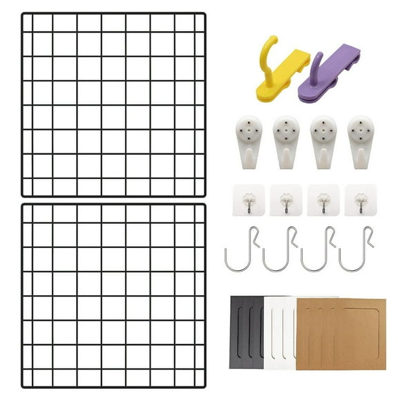 NACETURE Grid Wall Panels 2 Pack – 12x12 Heavy Duty Wall Organizer Mesh Panels with Hooks