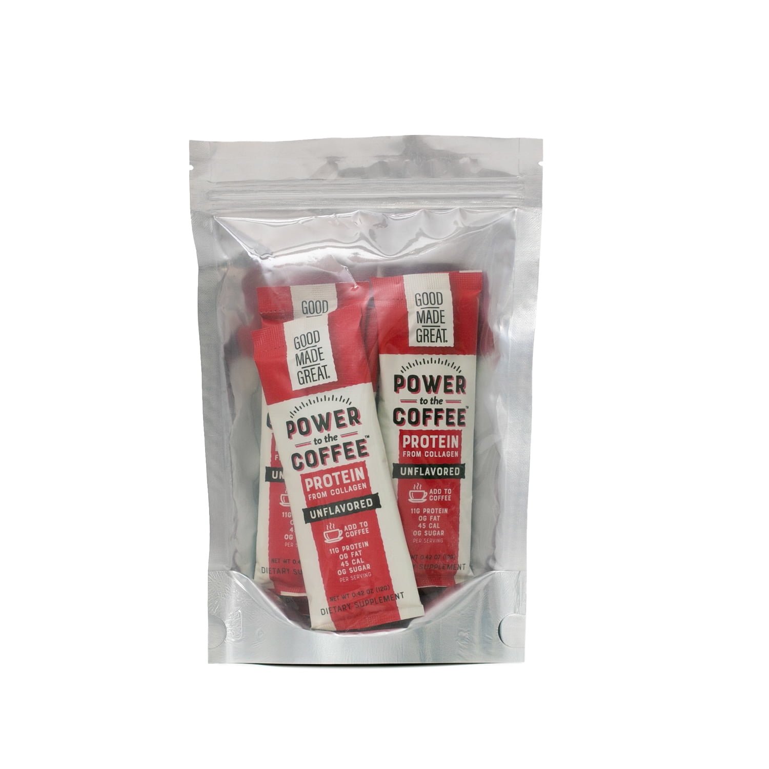 Good Made Great Foods Power to the Coffee Flavorless Collagen Protein Powder-Grass-Fed, Keto & Paleo Friendly, 12g of Peptides, 6-Pack