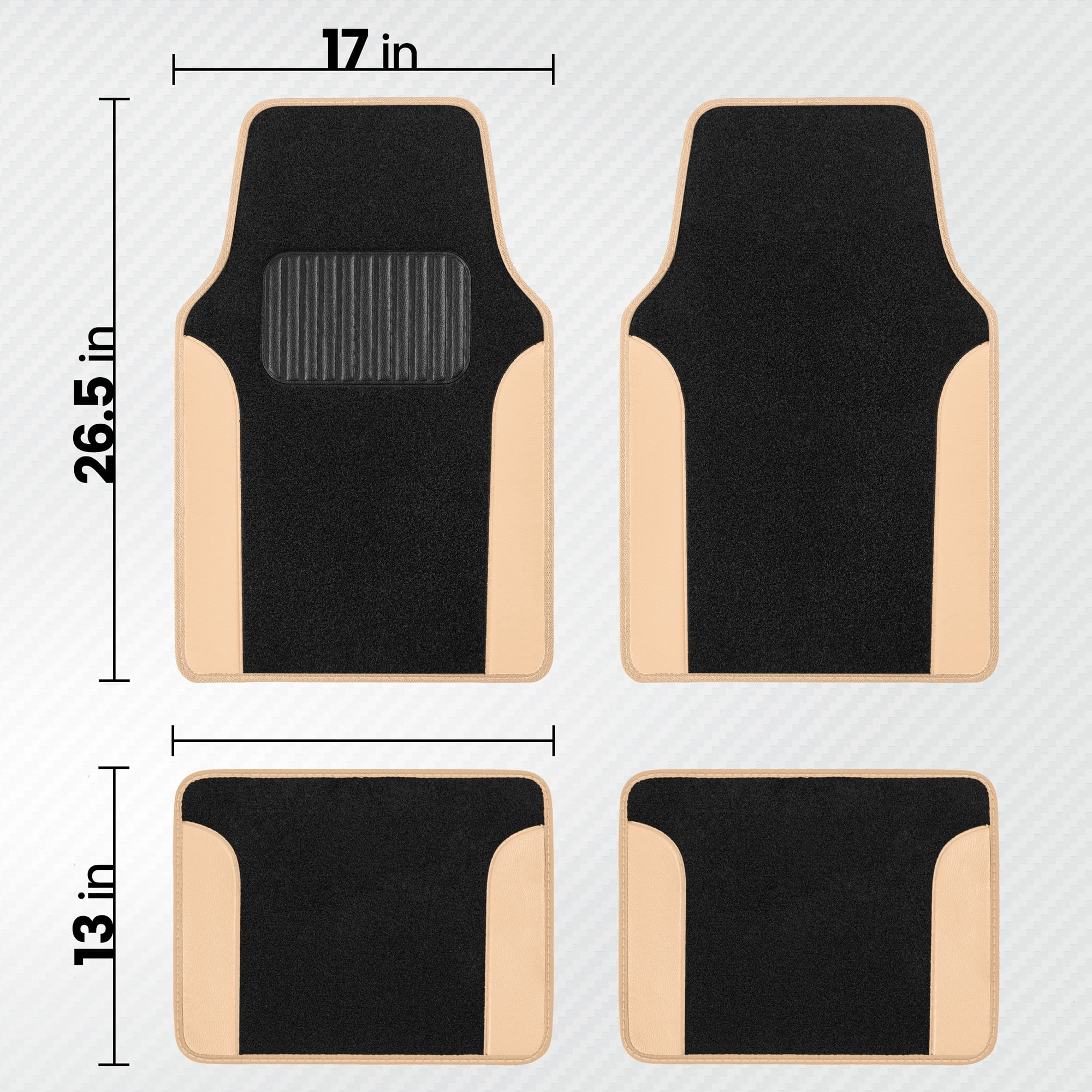 BDK Beige Heavy Duty Front & Rear Carpet Floor Mats Universal Liners for Car SUV Van & Truck, All Weather Protection with Anti-Slip Nibs, Fit Contours of Most Vehicles
