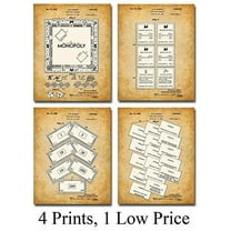 Original Monopoly Set Patent Prints - Set of Four Photos (8x10) Unframed - Great Lounge Decor