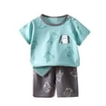 thumbnail image 2 of ITSAME Boys Outfit Sets, Cotton Crewneck Short Sleeve print T-Shirt and Shorts Baggy Fit Summer Casual Fashion Sets 2-Piece Blue 3T, 2 of 3