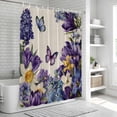 thumbnail image 4 of Spring Floral Shower Curtain, Purple Tulips Hydrangeas Butterflies Beige Washable Shower Curtains for Bathroom Bathtubs, Waterproof Quick-Dry Bath Curtain with Hooks & Grommets, Standard 72"x72", 4 of 9