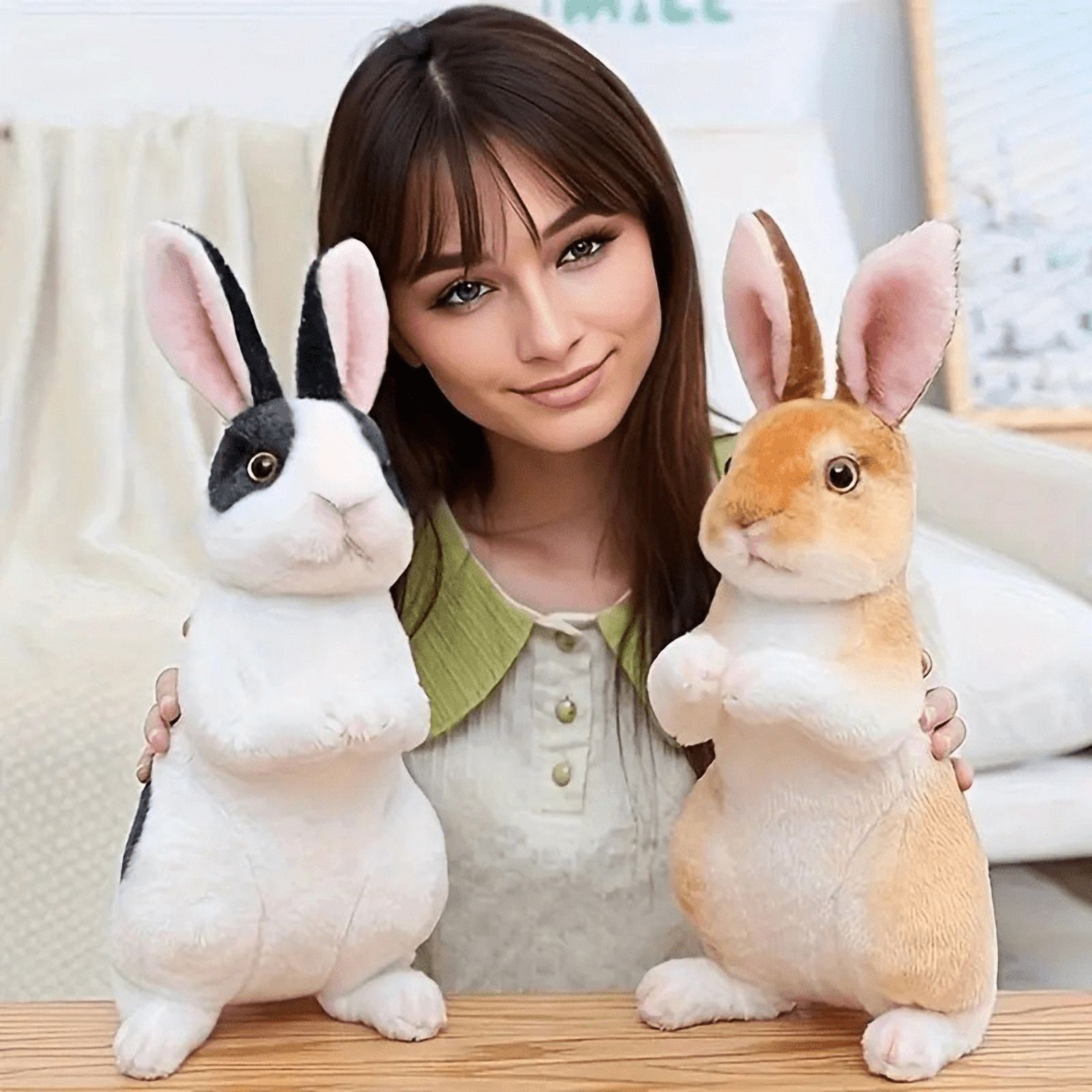 4 Pcs Plush Easter Bunny Stuffed Animal Cute Stuffed Bunny Soft Stuffed Rabbit Plush Toy Kawaii Bunny Stuff for Kids Fluffy Hugging Sleeping Gifts(Brown, Beige, Black, Gray)
