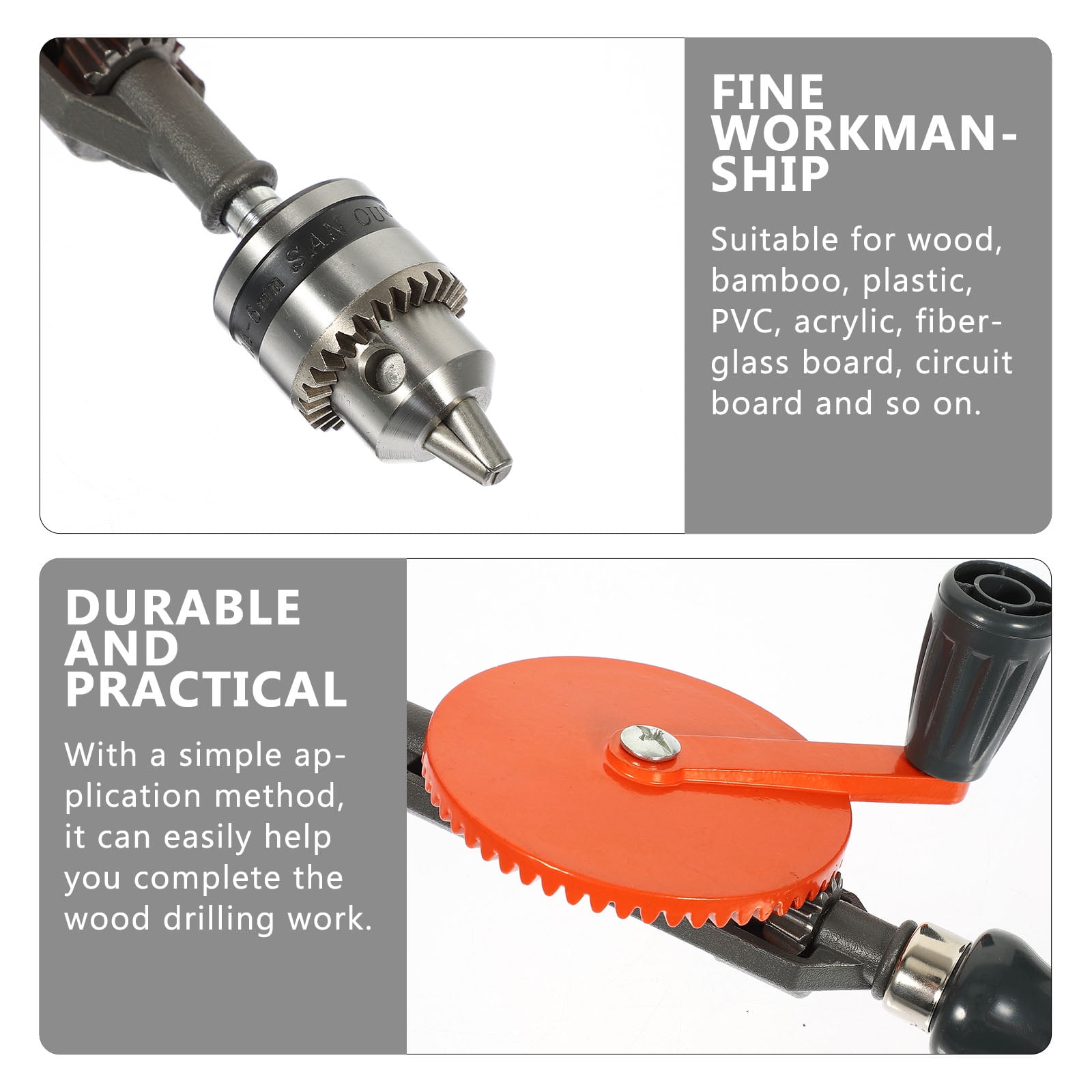 Raindrops 1 Set Hand Drill woodworking Drill 1/4-Inch Capacity Manual Drill with Drill Bit