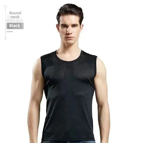 Chaleco deportivo de seda helada para hombre, ropa interior de malla, capa Base, sudadera blanca pura, ropa interior cómoda y transpirable para el hogar, verano