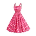 thumbnail image 3 of Enwejyy Womens Princess Pink Series Slim Sleeveless Plaid Polka Dot Print Vintage Swing Slip Dress, 3 of 4