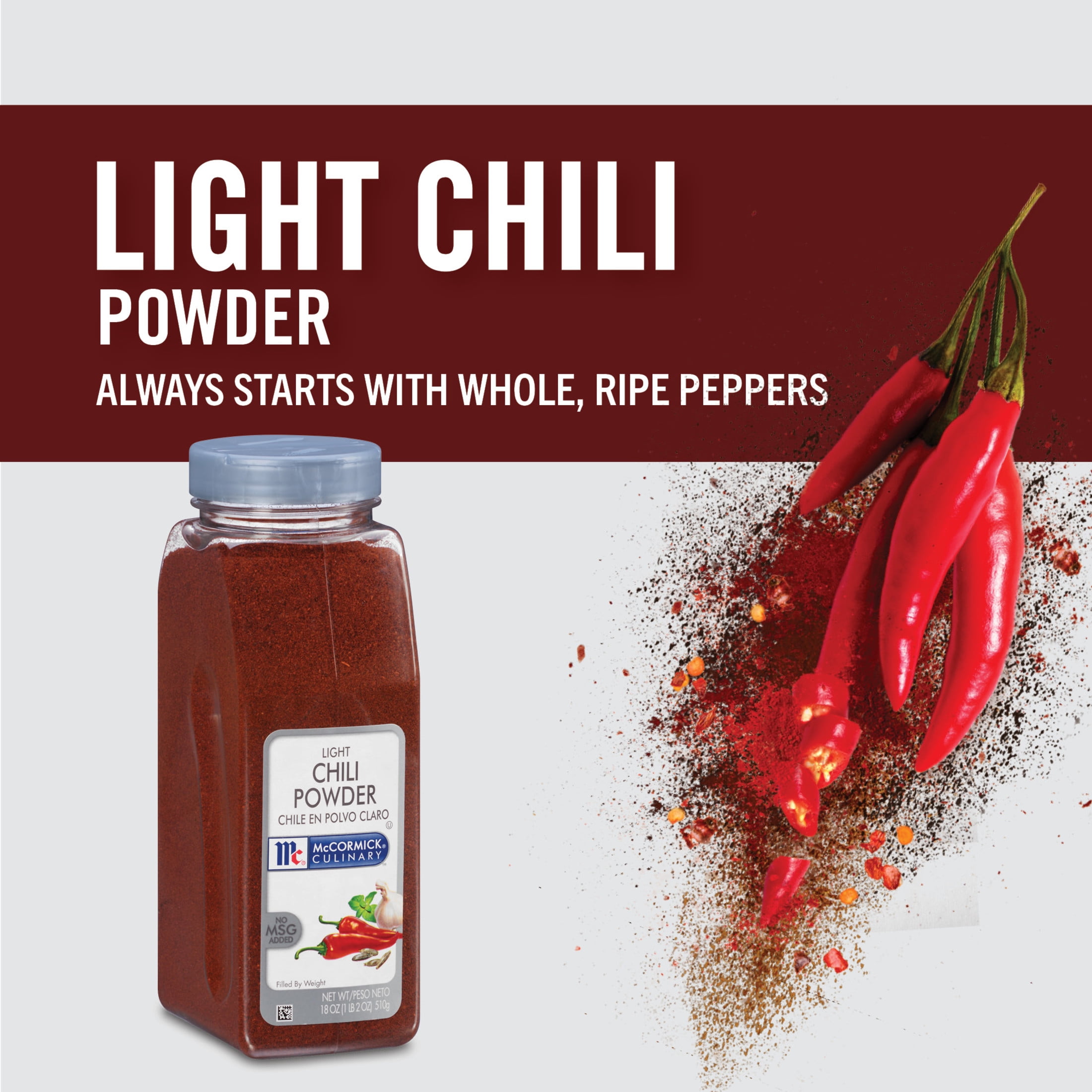 McCormick Culinary Kosher Light Chili Powder, 18.0 oz Bottle