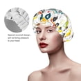 thumbnail image 4 of Kdxio Cartoon Monster Trucks Print Shower Cap for Women,Elastic and Reusable,Double Waterproof Layers Bathing Hat, 4 of 9
