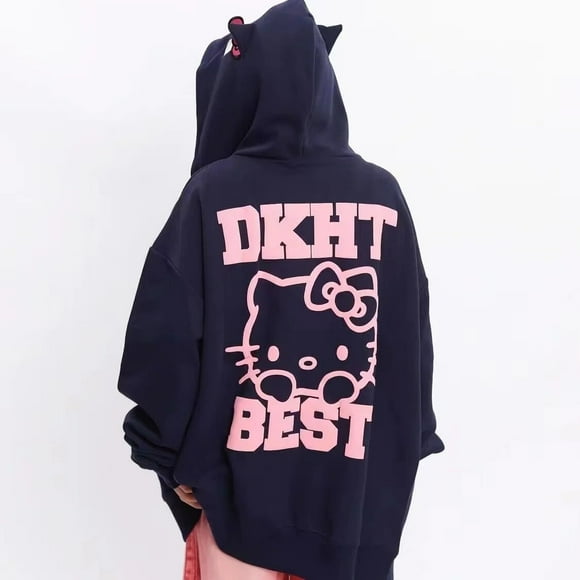 Sanrio Hello Kitty Zipper Cardigan Hoodie Y2K Cartoon Sweatshirts Autumn Long Sleeve Loose Sweater Jacket For Female Couples