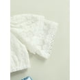 thumbnail image 5 of hirigin 2 Pcs Infant Casual Outfits, Girls Short Sleeve Round Neck Lace T-shirt + Contrast Color Shorts, 5 of 9