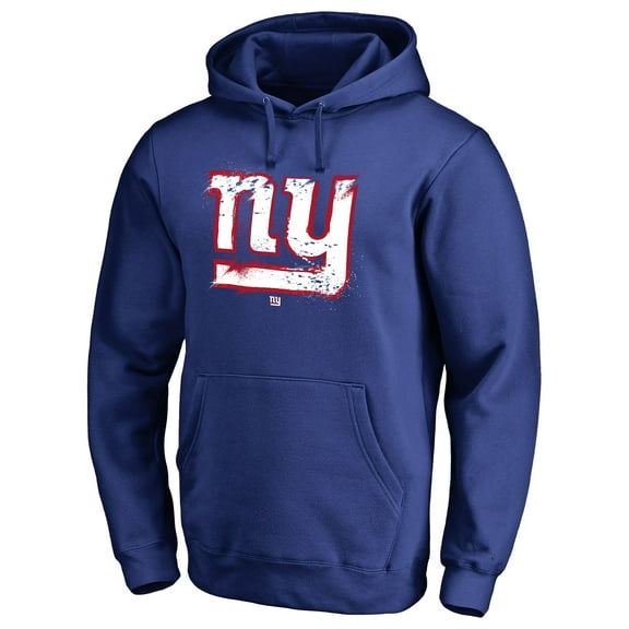 Men's Royal New York Giants Splatter Logo Pullover Hoodie