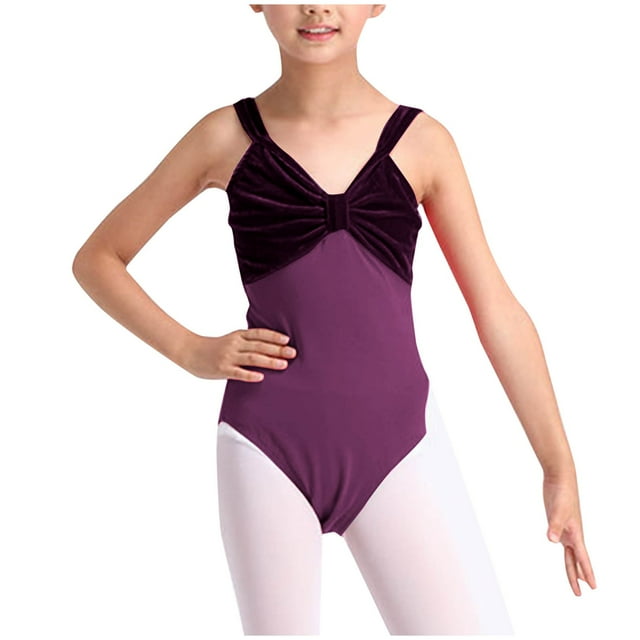 Clearance & Promo,Children's Dance Practice Suit, Solid Color Top & Shorts, Elastic Waist, Mid Size, Versatile Performance Gear Essential Wardrobe|100%Polyester,Purple,Sopatenor