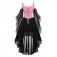 thumbnail image 5 of Xijirk Womens Gothic Renaissance Costume Off Shoulder Lace Up Flare Mesh Sleeve High Low Tulle Dress for Halloween Cosplay Party Role Play,Red,S, 5 of 5