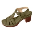 thumbnail image 4 of Mepaouo Women's Open Toe Heels Sandals Block Platform Dress Pumps Slingback Walking Shoes Green 6, 4 of 5