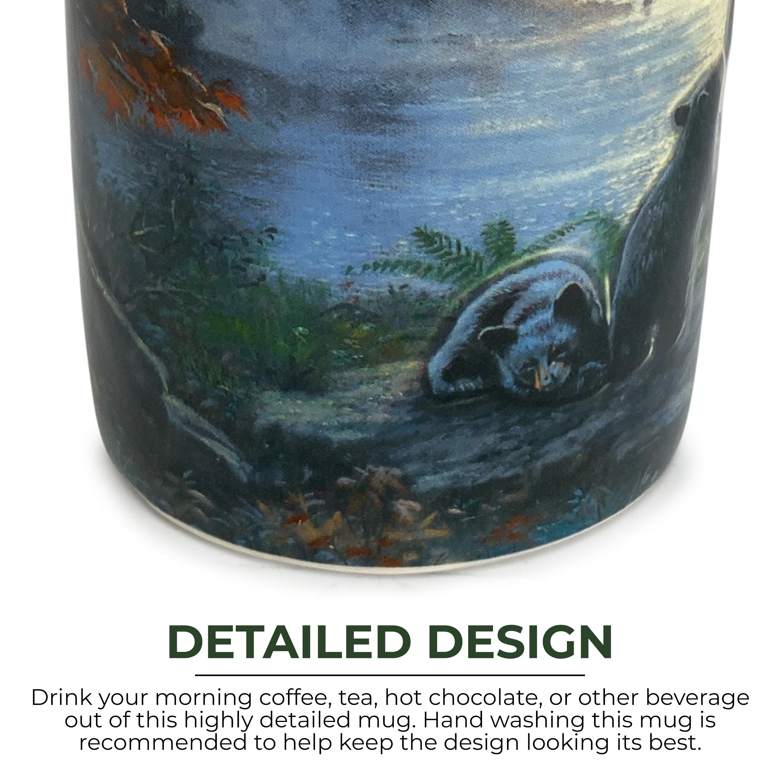 Rivers Edge Products Black Bears 3D Ceramic Coffee Mug with Handle, 15 Ounces, Espresso Cups and Coffee Cups Ceramic, Perfect for Coffee, Expresso, Latte, or Tea, Bear Scene