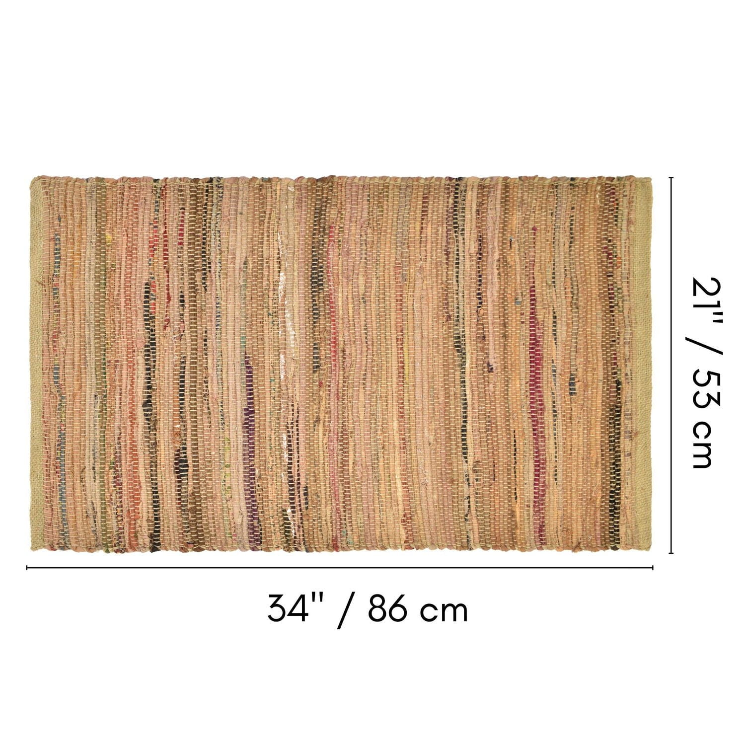 Tapis Fabstyles Premium 100% coton, tapis de chiffon fait à la main pour le salon, le couloir, le patio