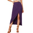 thumbnail image 1 of Unique Bargains Jupe Longue Décontractée pour Femmes Taille Élastique Fendue Asymétrique, 1 of 6