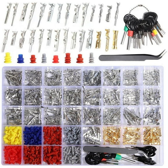 950pcs Connector Pins Kit Crimped Terminal Pin Automotive Car Electrical 1-3.5mm Male&Female Wire Seals Removal Tool Kit,950PCS x connector 1 x disassembly kit 1 x tweezers