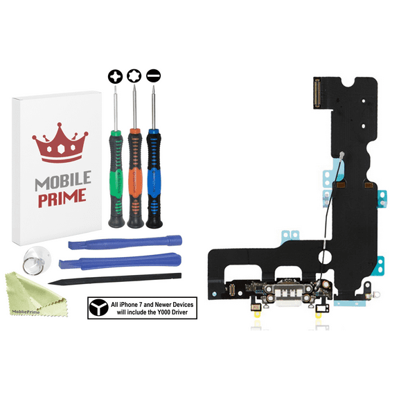 MobilePrime White Charging Charger Port Complete Professional Repair Kit Compatible with Tools for i-Phone 7 Plus A1661, A1784, A1785