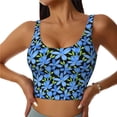 thumbnail image 2 of Picia Blue Flowers Sports Bra for Women,Padded Strappy Sports Bras Medium Support Yoga Bra with Removable Cups,Running Yoga Bra-XX-Large, 2 of 9