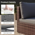 thumbnail image 5 of POTEBAN 6-Piece Space-Saving Patio Furniture Set, All Weather Brown Wicker Rattan Sectional Sofa with 2 Ottomans, Outdoor Conversation Set for Garden, Backyard, Gray Cushions, 5 of 9